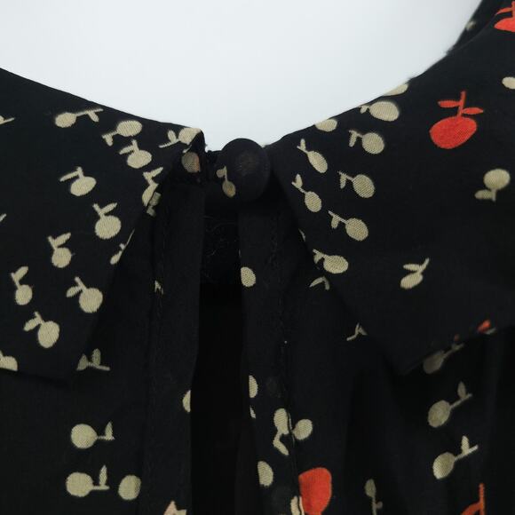 VTG Luxe XS 100% Silk Y2K Whimsigoth Twee Art Blouse Rouche Waist Flutter Sleeve - Picture 9 of 16